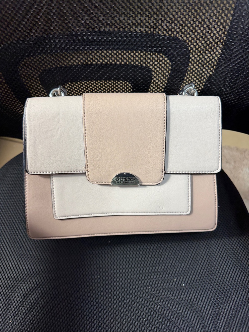 GUESS Blush & Cream Colorblock Top-Handle Satchel
